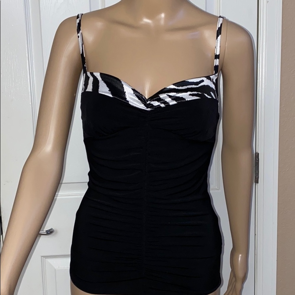 ❤️Cute Black Tank Top with Zebra Spaghetti Straps